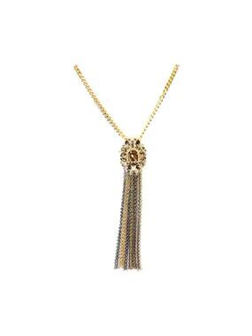 Thalia Sodi Two-Tone Yellow Stone Fringe L Gold Neacklace NWOT